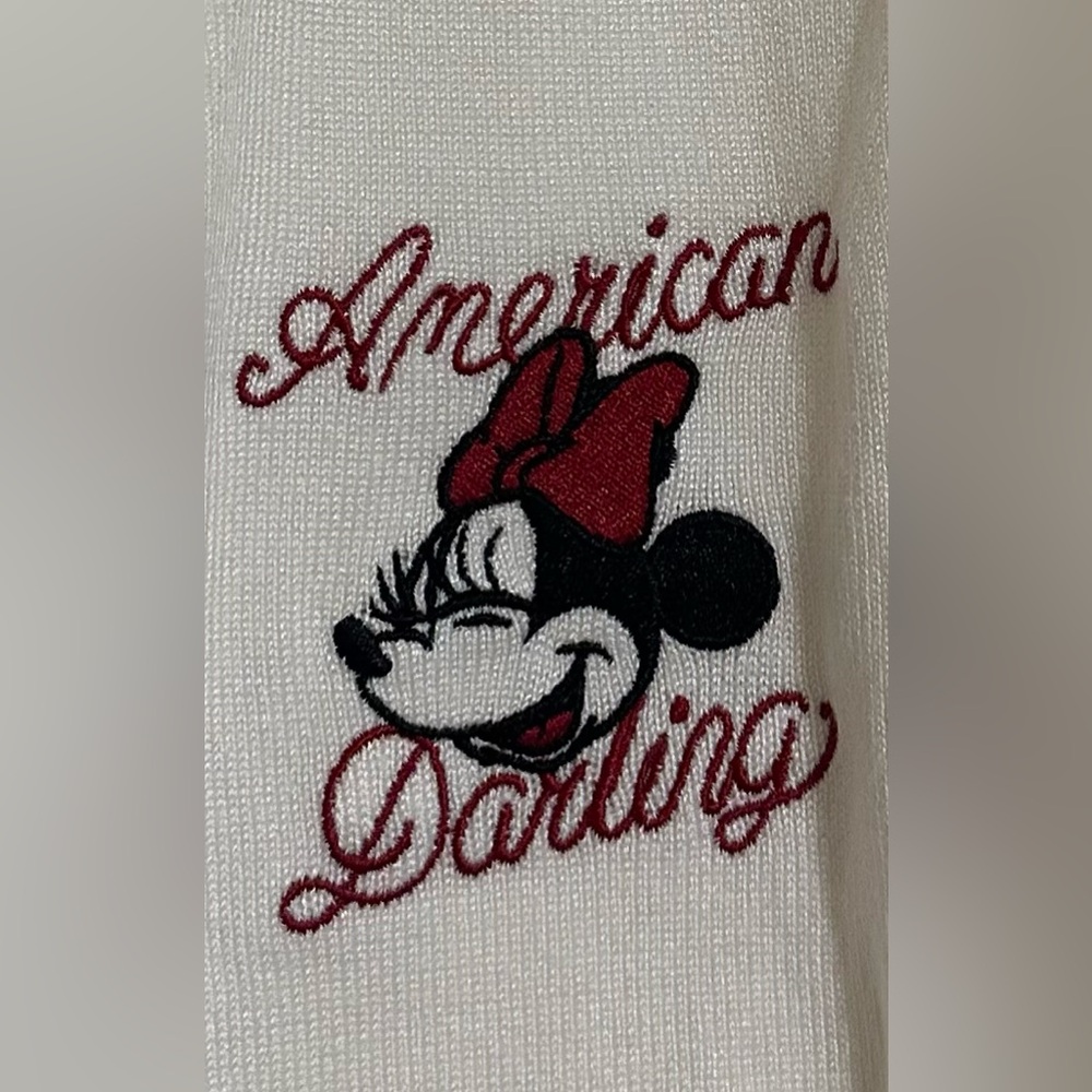 Torrid Disney Minnie Mouse White Cropped Cardigan with Embroidered Accent - Picture 5 of 9